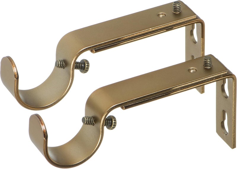 Ivilon Adjustable Brackets for Curtain Rods - for 1 or 1 1/8 Inch Rods. Set of 2 - Warm Gold - Image 1