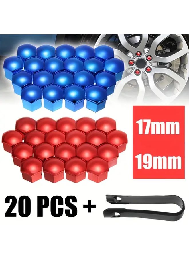 20pcs Blue 19mm Electroplated Car Wheel Hub Caps Tire Dust Protection Decorative Plastic Covers - Image 1