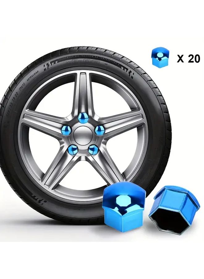 20pcs Blue 19mm Electroplated Car Wheel Hub Caps Tire Dust Protection Decorative Plastic Covers - Image 3