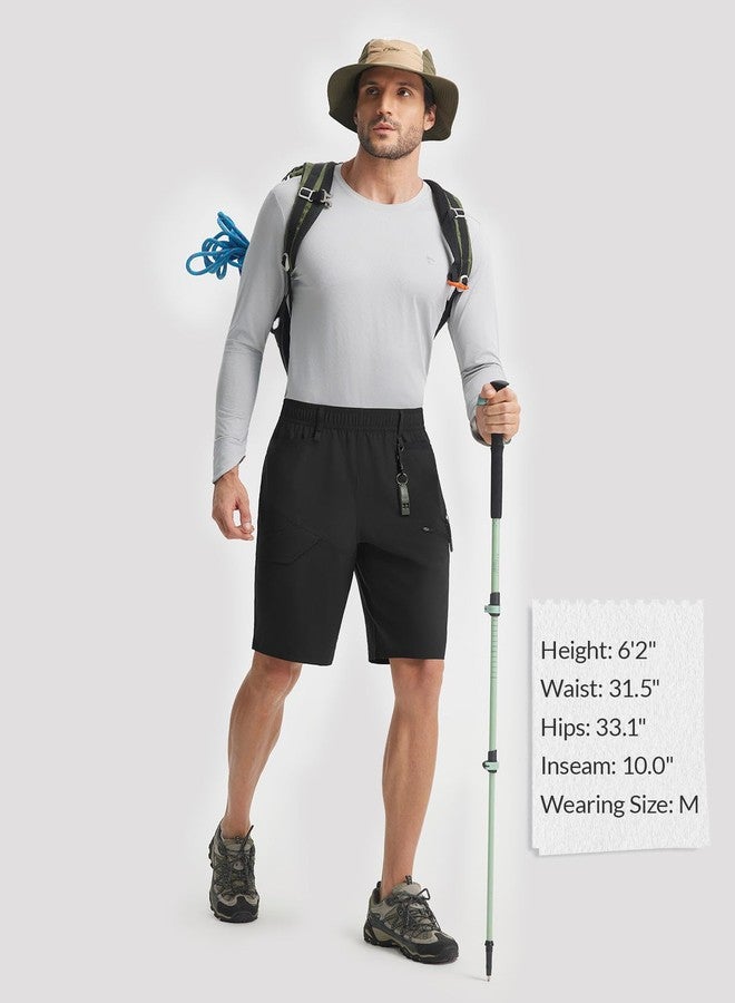 baleaf Mens Hiking Shorts with 6 Pockets 11'' Cargo Golf Quick Dry Lightweight Water Resistant Outdoor Travel Shorts Black L - Image 2