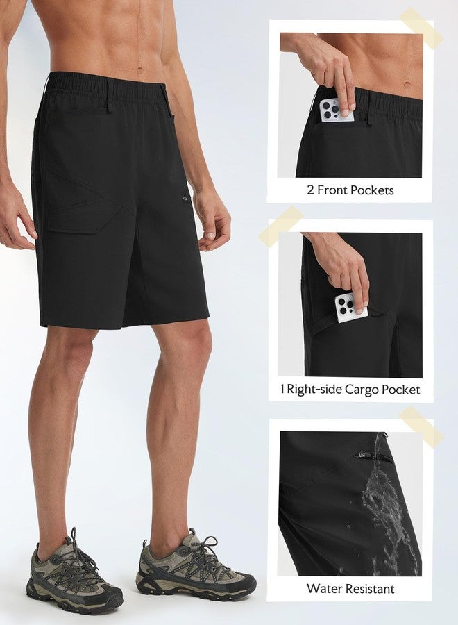 baleaf Mens Hiking Shorts with 6 Pockets 11'' Cargo Golf Quick Dry Lightweight Water Resistant Outdoor Travel Shorts Black L - Image 4