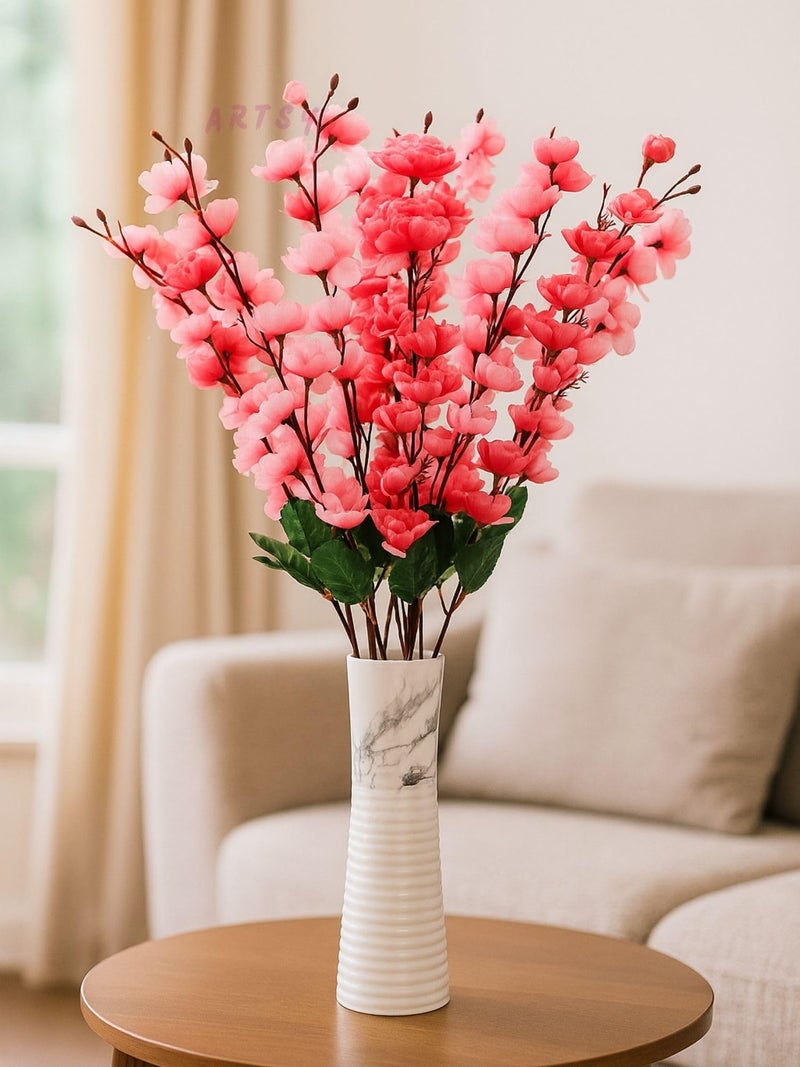 ARTSY® Artificial Flowers Bunch for Decoration Cherry Blossom, Ideal for vase, Home, Office Decor, Gifts, Craft, Artificial Plants for Decoration, Without vase, Pink Maroon, Combo, 2 Pieces - Image 1