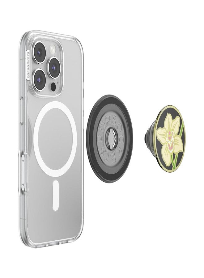 PopSockets Phone Grip for MagSafe with Kickstand, Magnetic Stand, Swappable Top, Secure Hold for iPhone MagSafe Cases, Phone & Tablet Grip - Enamel Butter Orchid - Image 4