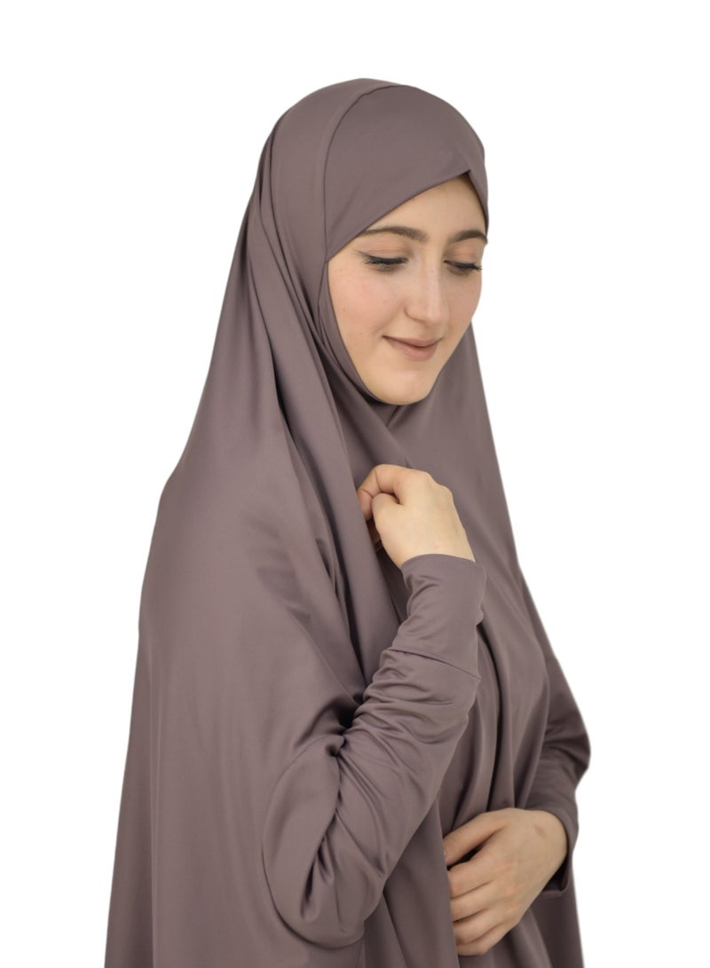 اسدال صلاة نسائي من قطعتين حجاب وتنورة بالاكمام - طقم صلاة  قطعتين بالاكمام - طقم ملابس الصلاة بالاكمام .