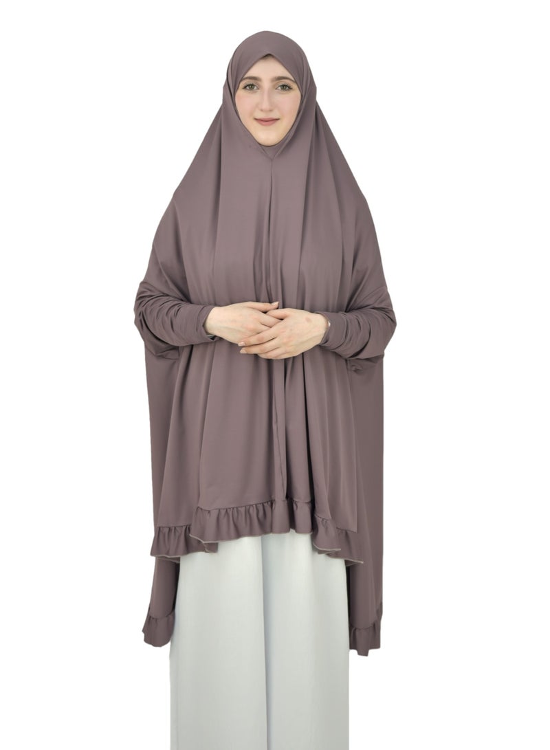 اسدال صلاة نسائي من قطعتين حجاب وتنورة بالاكمام - طقم صلاة  قطعتين بالاكمام - طقم ملابس الصلاة بالاكمام .