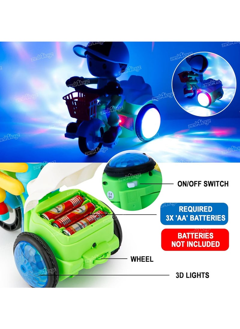 360 Degree Rotating Stunt Car Bump and Go Toy with 4D Lights, Dancing Toy, Battery Operated Toy - Assorted Color
