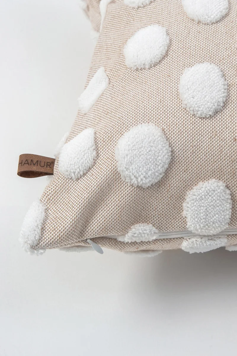 Hamur Dough Bohemian Special Design Punch Punch Pattern Decorative Throw Pillow Cover Point Beige
