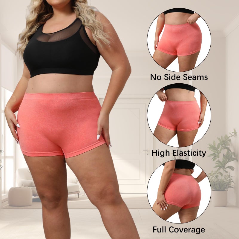 R RUXIA Women's Boyshort Panties Plus Size Boyshorts Underwear for Women Stretch Boxer Briefs 5 Pack - Image 2