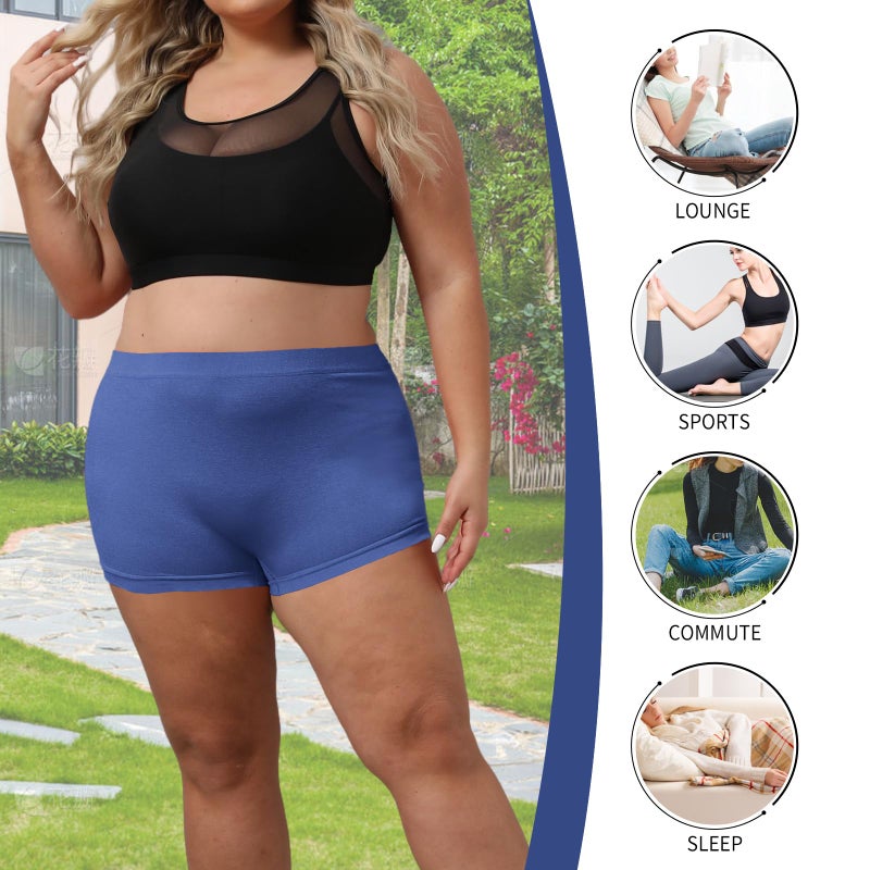 R RUXIA Women's Boyshort Panties Plus Size Boyshorts Underwear for Women Stretch Boxer Briefs 5 Pack - Image 4