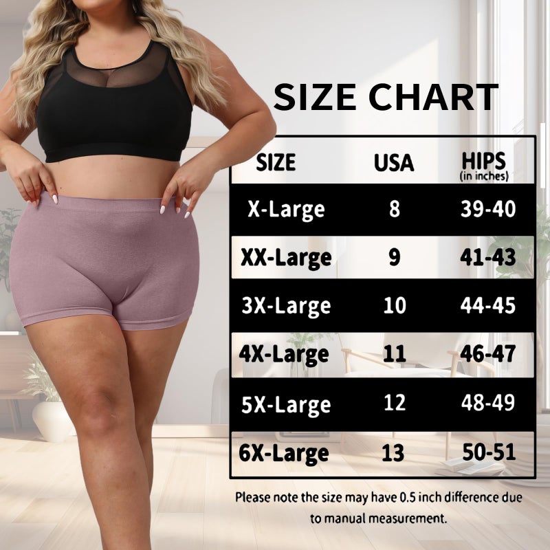 R RUXIA Women's Boyshort Panties Plus Size Boyshorts Underwear for Women Stretch Boxer Briefs 5 Pack - Image 5