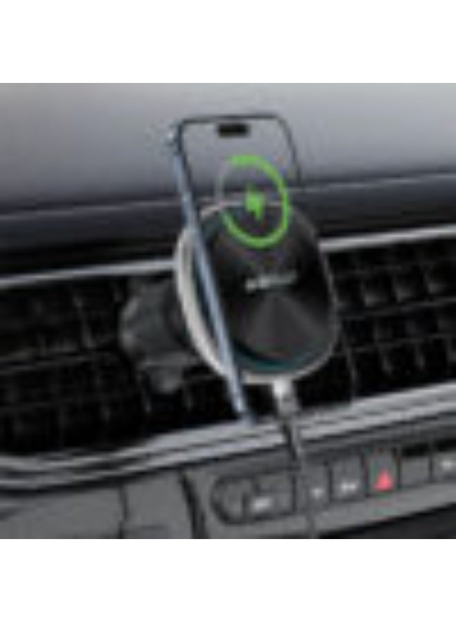 ACEFAST Fast Wireless Charger Magnetic Car Holder D41, W / 7.5W / 10W / 15W output, Powerful Magnets, Multi-angle Adjustment, Colorful Indicator Light - BLACK - Image 4