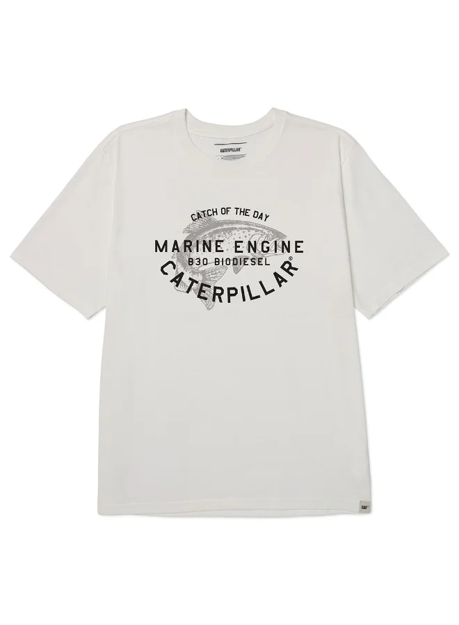 Caterpillar CAT Men’s Catch of the Day Graphic Tee – 60% Cotton 40% Recycled Polyester – Soft Jersey – Chest Print