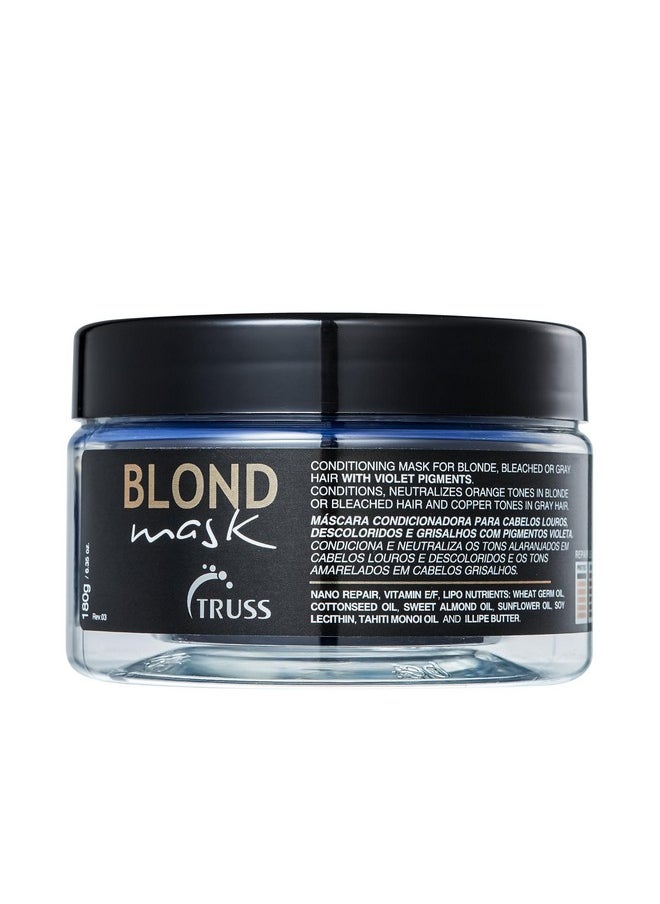 تروس قناع TRUSS Blond - قناع مرطب للشعر الأشقر + تونر أرجواني للشعر النحاسي - يُعادل درجات اللون البرتقالي والأصفر على الشعر الأشقر والمبيض والرمادي - (6.35 أونصة)  - Image 1