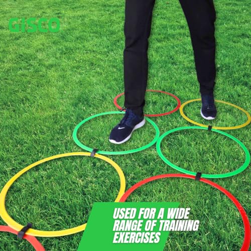 GISCO Plastic Agility Speed 18" Ring Ladder Set - Agility Footwork Training and Speed Hurdles Ladder, Fitness Equipment, Sports, Workout Home Gym, for Kids and Adults | Set of 12 Rings | Multicolour - Image 3