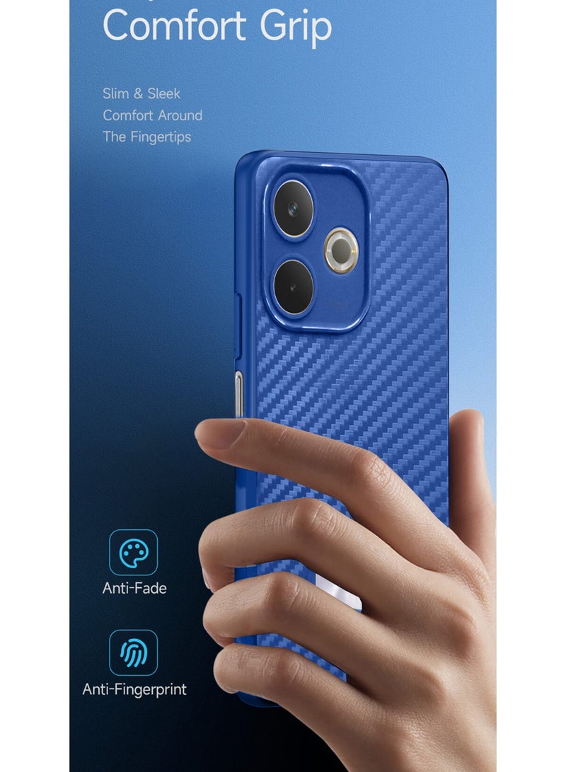 دبليو تيك Oppo A5 Pro 5G 2025 غطاء هيكل من ألياف الكربون السائلة من السيليكون - أزرق داكن - Image 2
