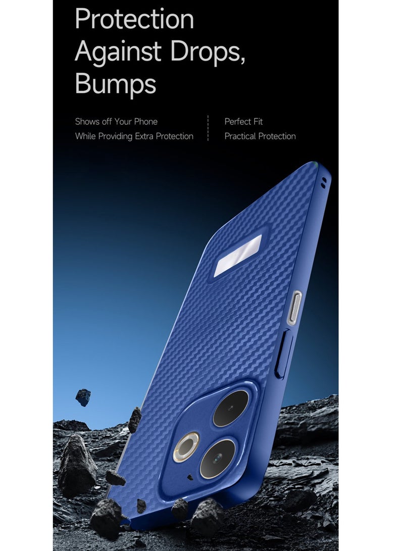 دبليو تيك Oppo A5 Pro 5G 2025 غطاء هيكل من ألياف الكربون السائلة من السيليكون - أزرق داكن - Image 4