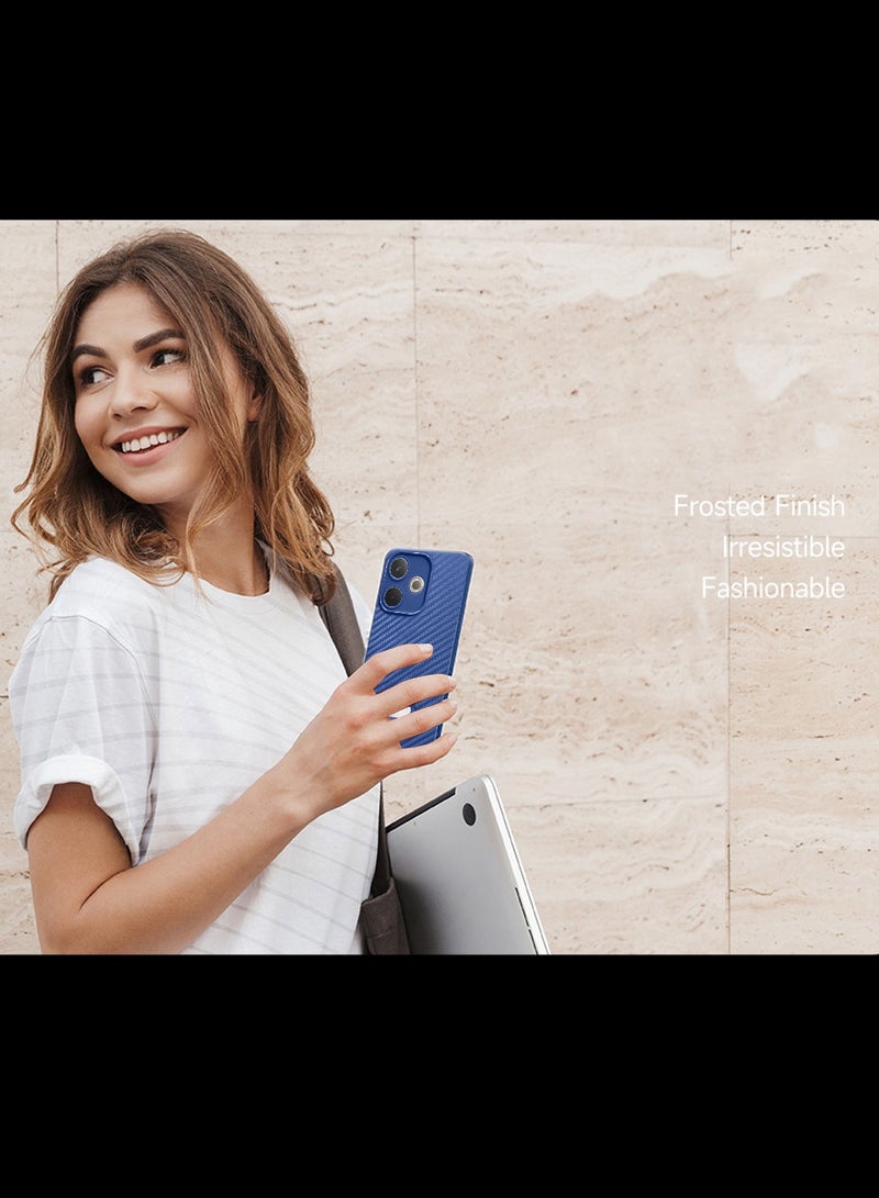 دبليو تيك Oppo A5 Pro 5G 2025 غطاء هيكل من ألياف الكربون السائلة من السيليكون - أزرق داكن - Image 5