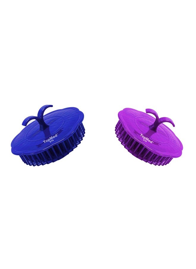 TOPMED ETS Opmed Ets Hair Scalp Exfoliator Brush Dandruff Cleaning Brush Shower Scalp Shampoo Brush For Home Office Travel And Pets Pack Of 2 (Purple & Blue)  - Image 1