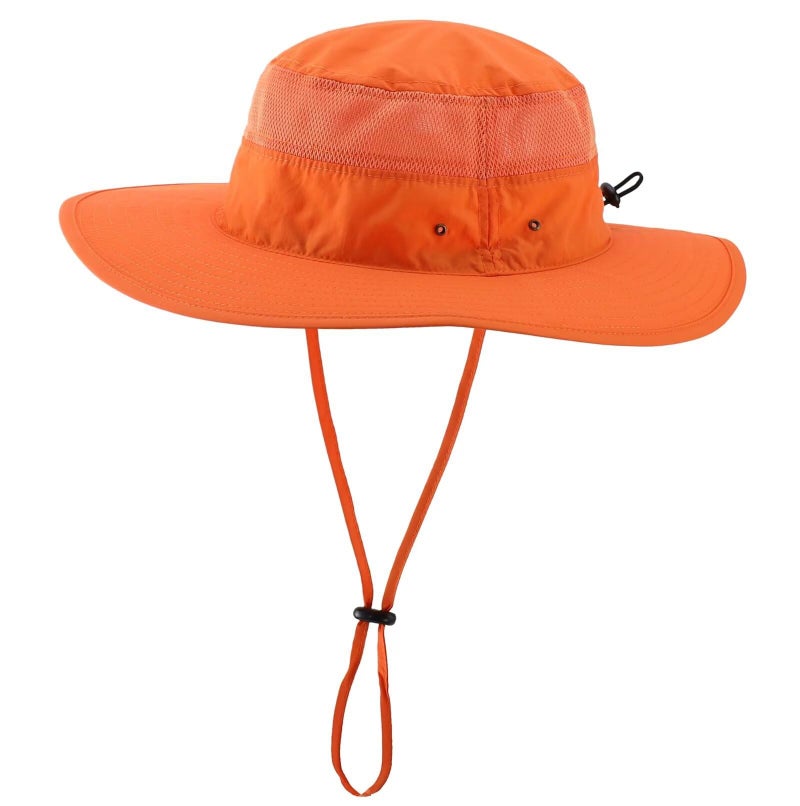 Home Prefer Unisex UPF50+ Sun Hat for Men Women Lightweight Mesh Bucket Hat Wide Brim Fishing Hat UV Protection Hat for Garden Golf Beach Orange - Image 1