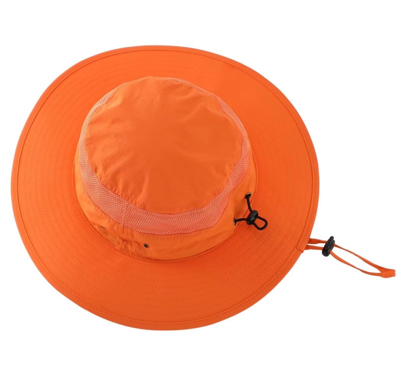 Home Prefer Unisex UPF50+ Sun Hat for Men Women Lightweight Mesh Bucket Hat Wide Brim Fishing Hat UV Protection Hat for Garden Golf Beach Orange - Image 2