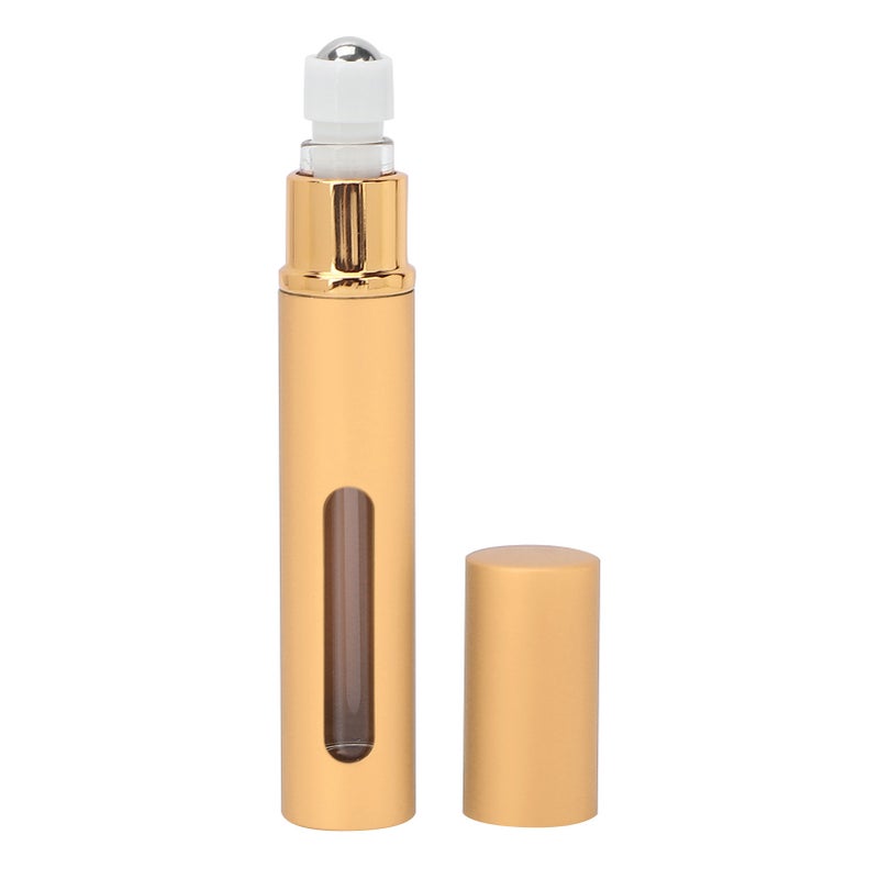 Mini Refillable Perfume Bottle Alumite Visible Portable Leakproof Empty Roll On Bottle 10mlGold - Image 2