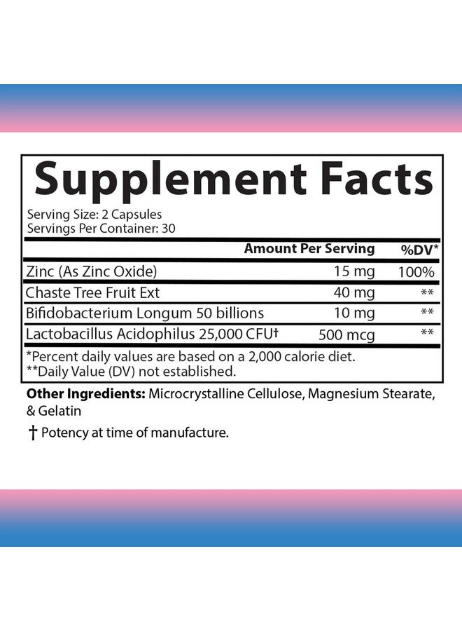 Angry Supplements مكملات أنغري بروبيوتيك الجمال للنساء - مزيج الجمال والعافية لدعم صحة الشعر والبشرة والأظافر والأمعاء: زنك، فاكهة شجرة العفة، بيفيدوبكتيريوم ولاكتوباسيلس - 60 كبسولة (1-زجاجة) - Image 3