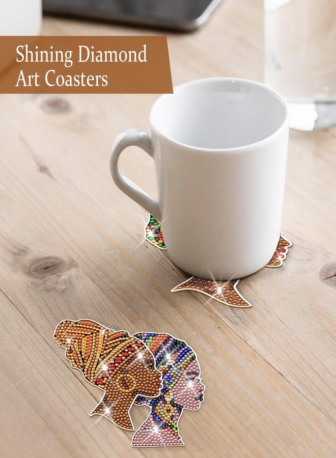 INCOK African American Diamond Painting Coasters - 8 PCS Diamond Art Coasters Kits for Drinks Coffee DIY Art Craft Supplies Birthday Holiday for Adult Beginners Black Women Lady - Image 3