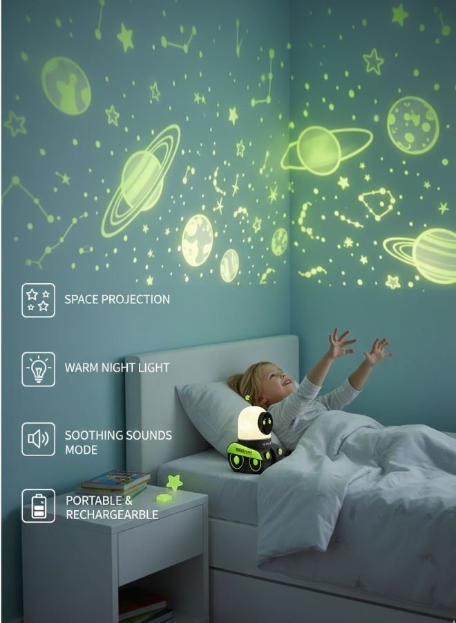 ZEESQUARE Galaxy Projector Robot for Kids – Space Night Light with Stars, UFO & Alien Projection, Rotating LED Lamp, Rechargeable Sleep Light Toy for Bedroom Decor - Image 2