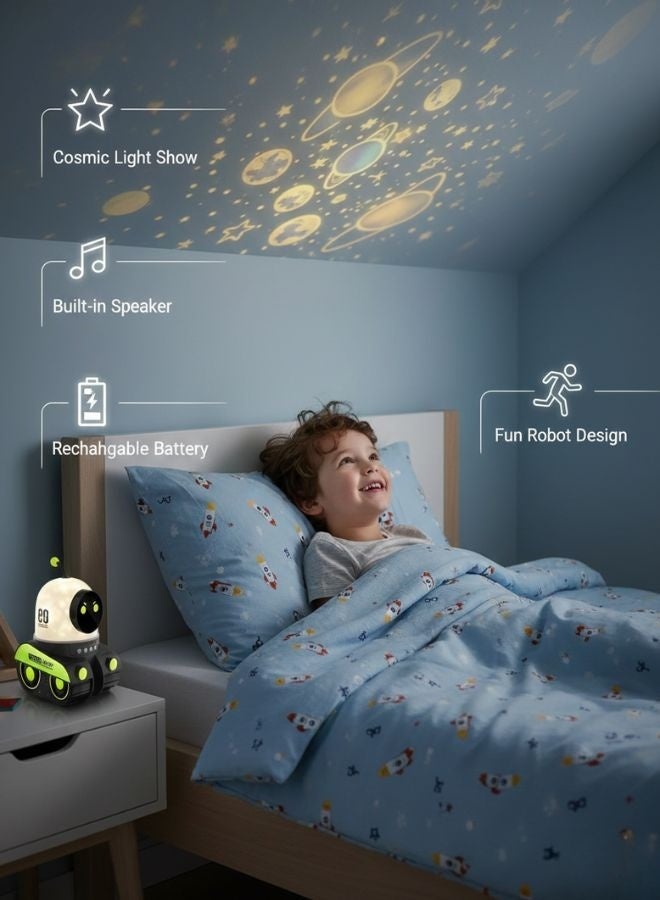 ZEESQUARE Galaxy Projector Robot for Kids – Space Night Light with Stars, UFO & Alien Projection, Rotating LED Lamp, Rechargeable Sleep Light Toy for Bedroom Decor - Image 3