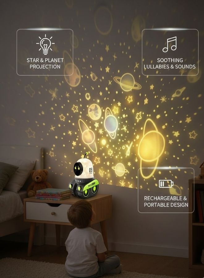 ZEESQUARE Galaxy Projector Robot for Kids – Space Night Light with Stars, UFO & Alien Projection, Rotating LED Lamp, Rechargeable Sleep Light Toy for Bedroom Decor - Image 4