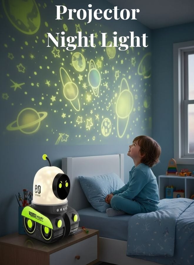 ZEESQUARE Galaxy Projector Robot for Kids – Space Night Light with Stars, UFO & Alien Projection, Rotating LED Lamp, Rechargeable Sleep Light Toy for Bedroom Decor - Image 1