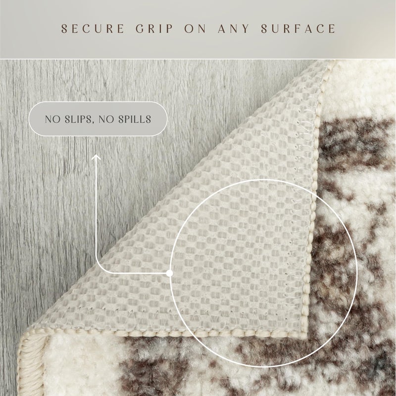Maples Rugs Distressed Tapestry Vintage Non Slip Runner Rug for Hallway Entry Way Floor Carpet [Made in USA], 2 x 6, Neutral - Image 5