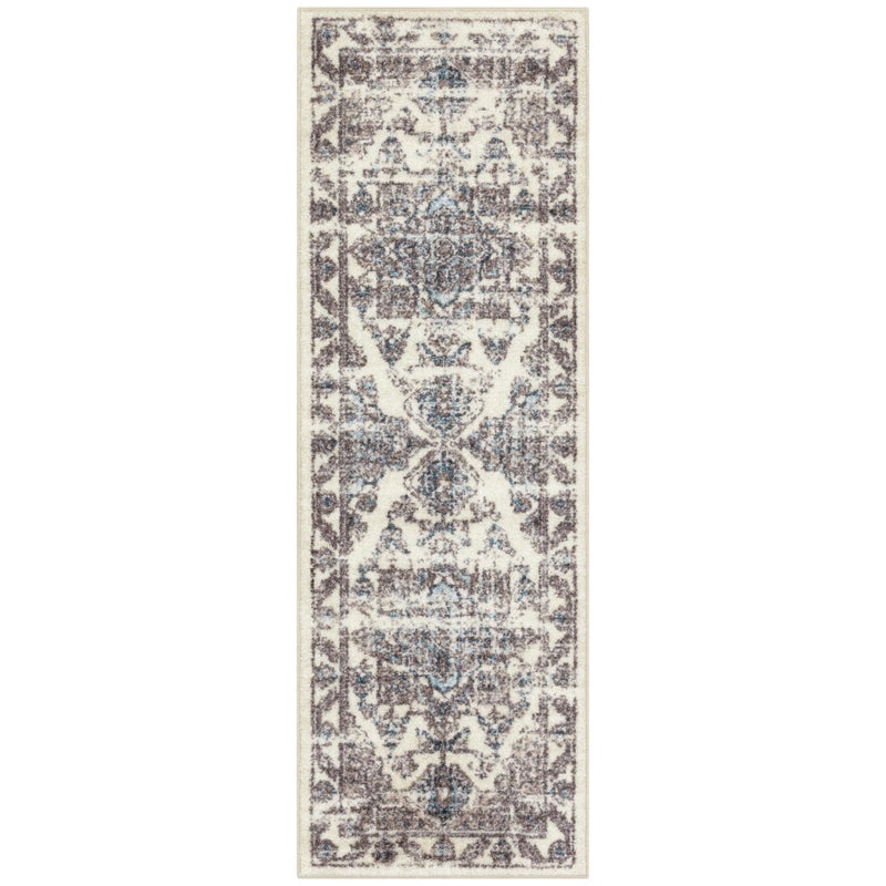 Maples Rugs Distressed Tapestry Vintage Non Slip Runner Rug for Hallway Entry Way Floor Carpet [Made in USA], 2 x 6, Neutral - Image 1