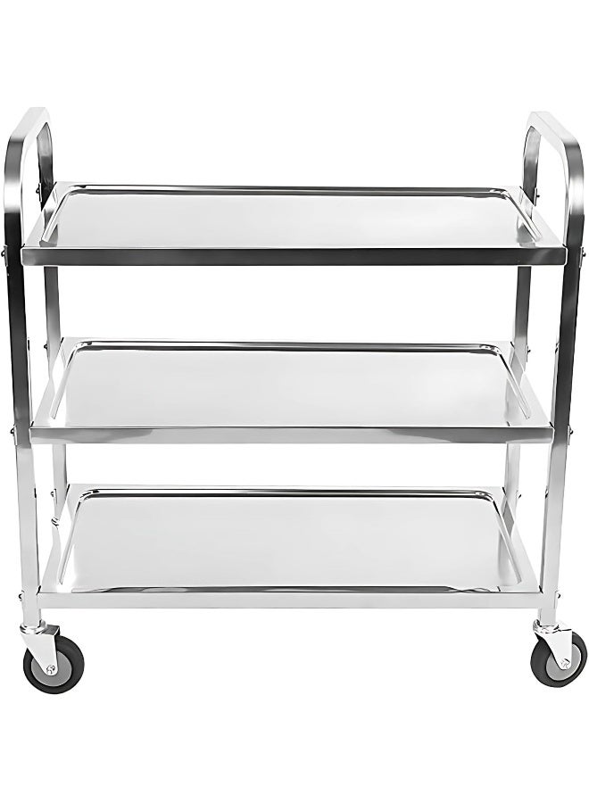 AKC 3-Tier Stainless Steel Rolling Storage Cart Small | Heavy-Duty Mobile Storage Cart with Smooth Wheels | Ideal for Kitchen, Office & Commercial Use | Compact, Durable & Easy to Move - Image 2
