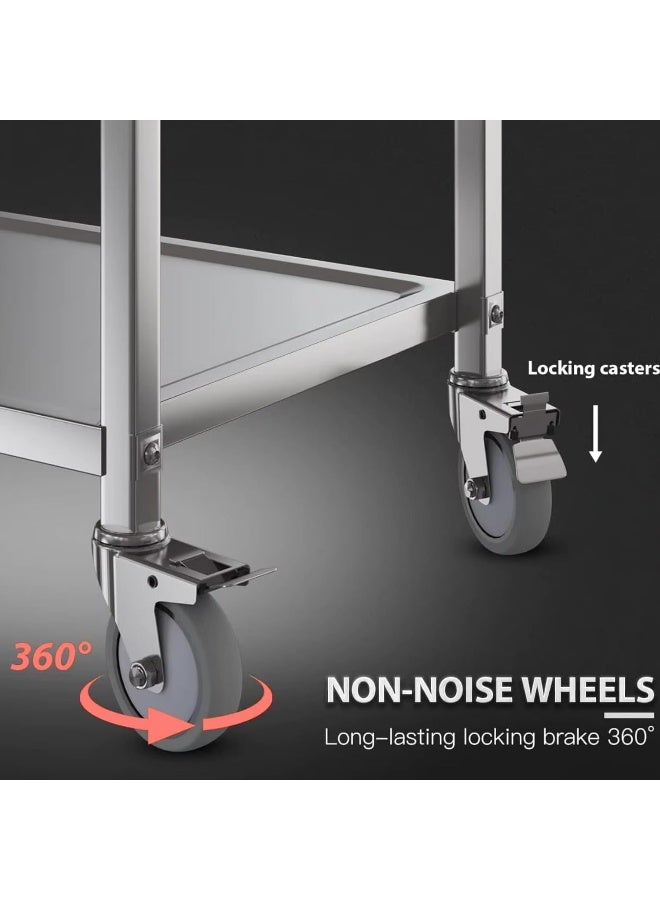 AKC 3-Tier Stainless Steel Rolling Storage Cart Small | Heavy-Duty Mobile Storage Cart with Smooth Wheels | Ideal for Kitchen, Office & Commercial Use | Compact, Durable & Easy to Move - Image 3