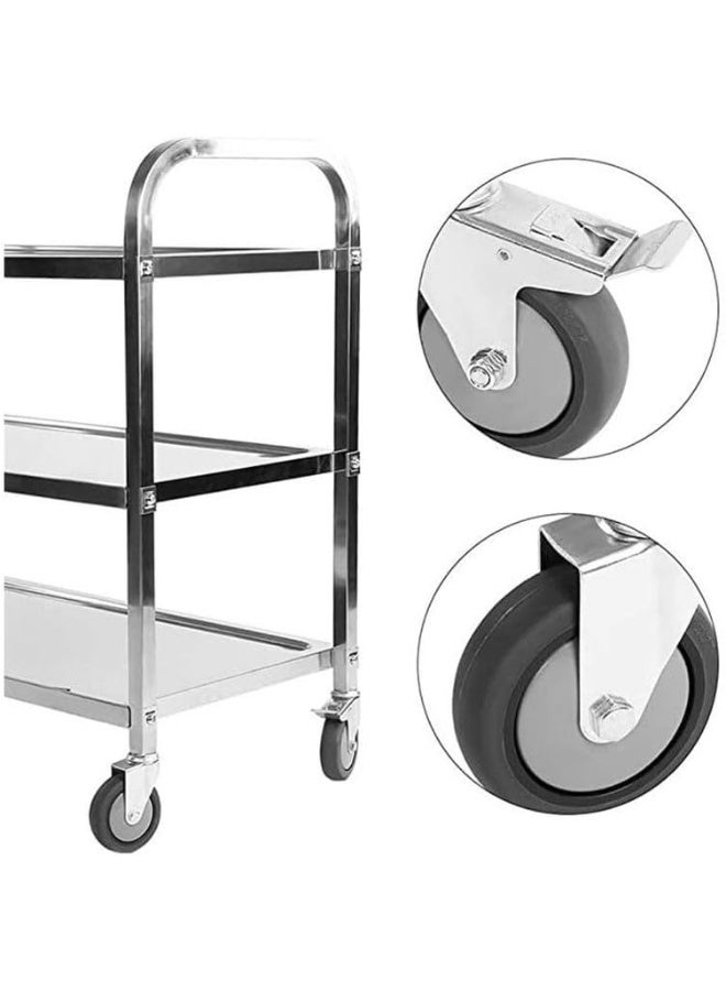 AKC 3-Tier Stainless Steel Rolling Storage Cart Small | Heavy-Duty Mobile Storage Cart with Smooth Wheels | Ideal for Kitchen, Office & Commercial Use | Compact, Durable & Easy to Move - Image 5