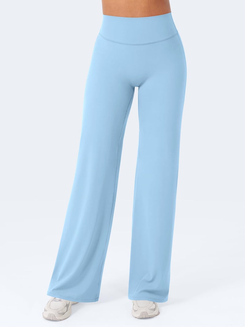 VOYJOY Straight Leggings Bottoms Wide Leg Pants for Women 29"/ 31.5"/33"/35" High Waist Stretch Casual Sweatpants - Image 5