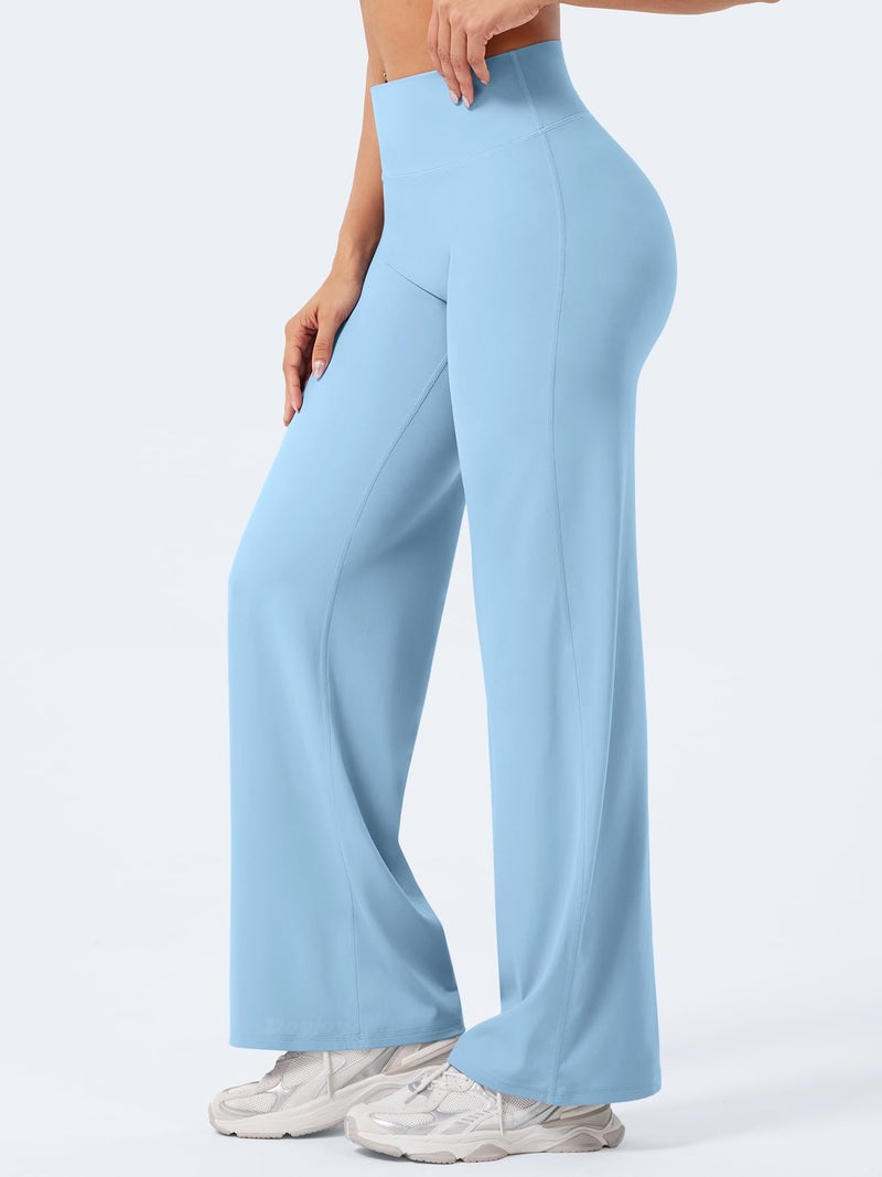 VOYJOY Straight Leggings Bottoms Wide Leg Pants for Women 29"/ 31.5"/33"/35" High Waist Stretch Casual Sweatpants - Image 4