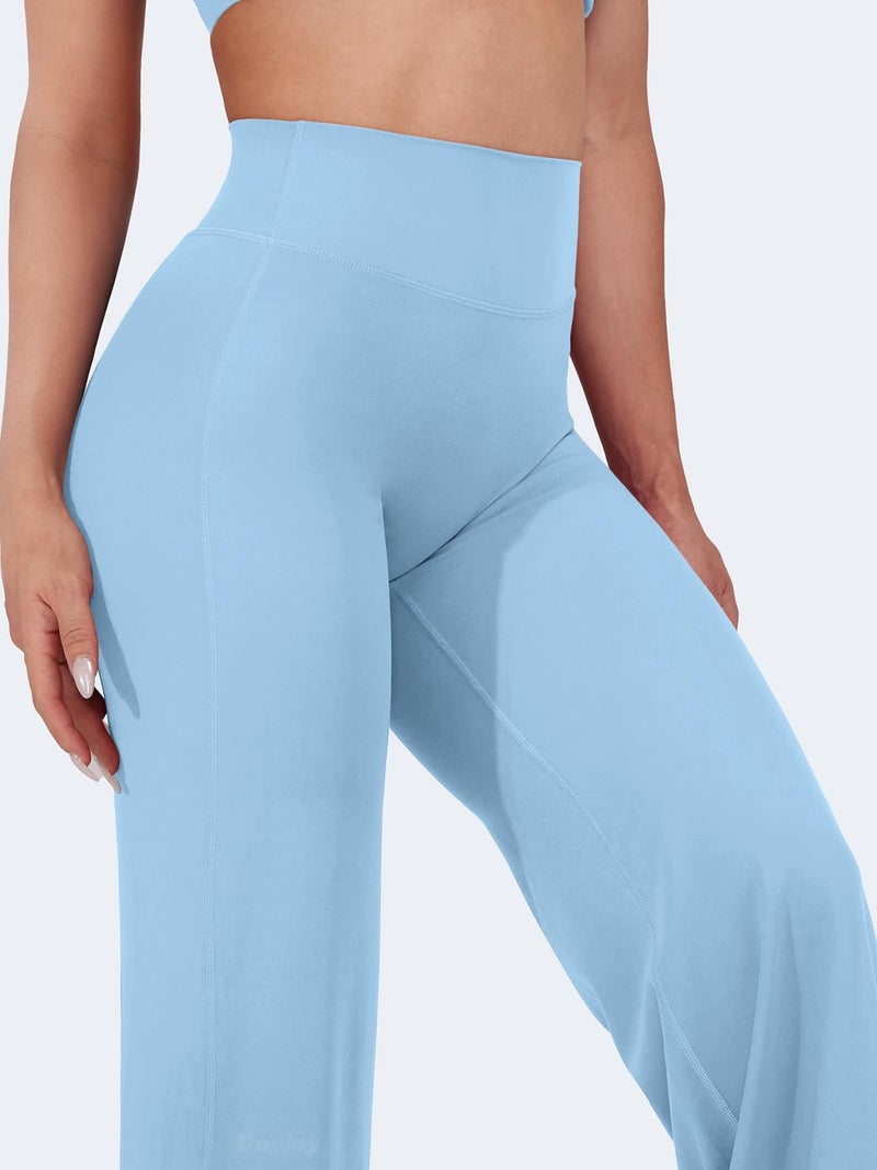 VOYJOY Straight Leggings Bottoms Wide Leg Pants for Women 29"/ 31.5"/33"/35" High Waist Stretch Casual Sweatpants - Image 2