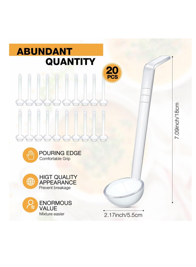 20 Pcs 1 oz Plastic Small Ladles with 7 Inches Long Acrylic Handle, Mini Ladle for Serving Salsa Sauce, Dressing Punch Bowl, Sauces and Toppings, Transparent  - Image 2