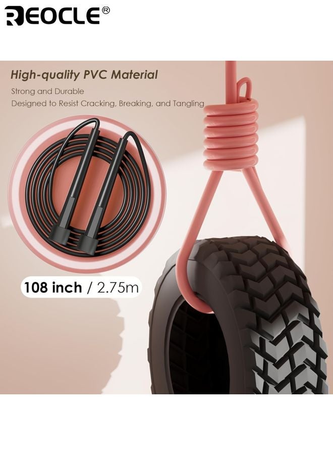 REOCLE 2.8m Adjustable Anti-Tangle Lightweight Jump Rope Durable PVC Rope with Ergonomic Handles Smooth Texture Suitable for Home Gym Workout Fat Burning Exercise - Image 3