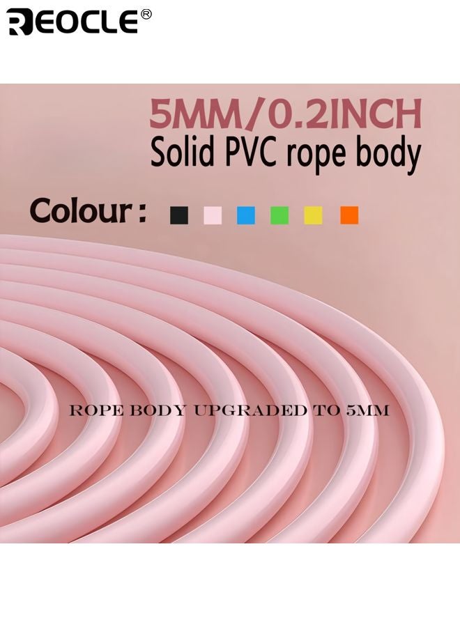 REOCLE 2.8m Adjustable Anti-Tangle Lightweight Jump Rope Durable PVC Rope with Ergonomic Handles Smooth Texture Suitable for Home Gym Workout Fat Burning Exercise - Image 2