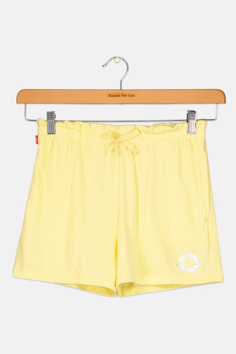 Levi's Kids Girl Brand Logo Basic Shorts, Yellow - Image 2
