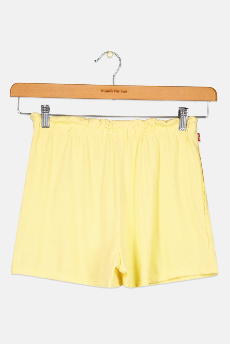 Levi's Kids Girl Brand Logo Basic Shorts, Yellow - Image 3