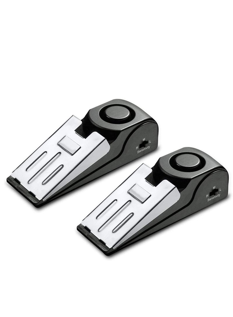 Captaintech 2Pack Door Stop Alarm with 120DB Siren Door Stop for Home Travel, Apartment House, Office Black Jammer Wedges - Image 1