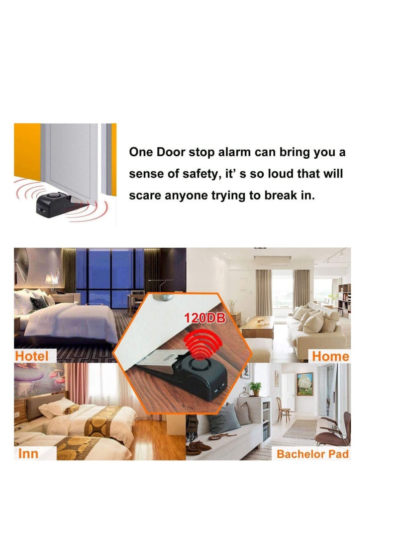 Captaintech 2Pack Door Stop Alarm with 120DB Siren Door Stop for Home Travel, Apartment House, Office Black Jammer Wedges - Image 4