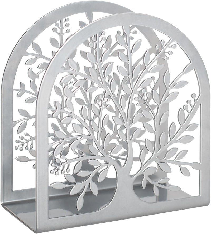Fobule Napkin Holder for Tables, Tree of Life Design Modern Metal Napkin Holder for Home Kitchen & Picnic Party, Silver Grey - Image 1