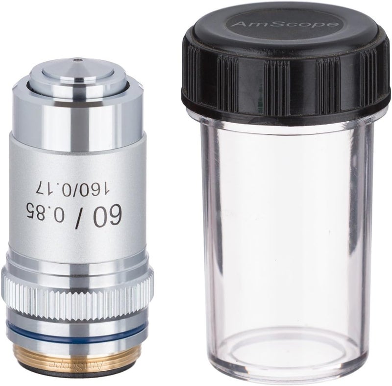 AmScope A60X 60X Achromatic Microscope Objective, Grey - Image 3