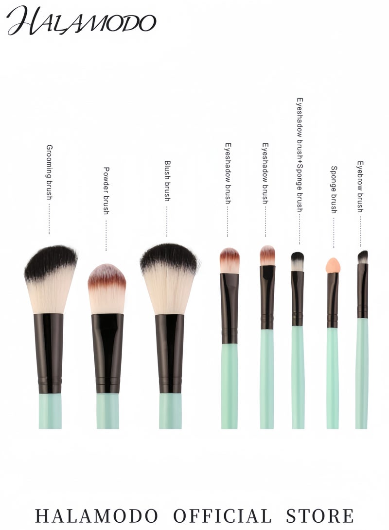 هالامودو طقم فرش مكياج 18 قطعة فرش مكياج من ألياف النايلون عالية التقنية فرش أساس وكونسيلر وظلال عيون - Image 4