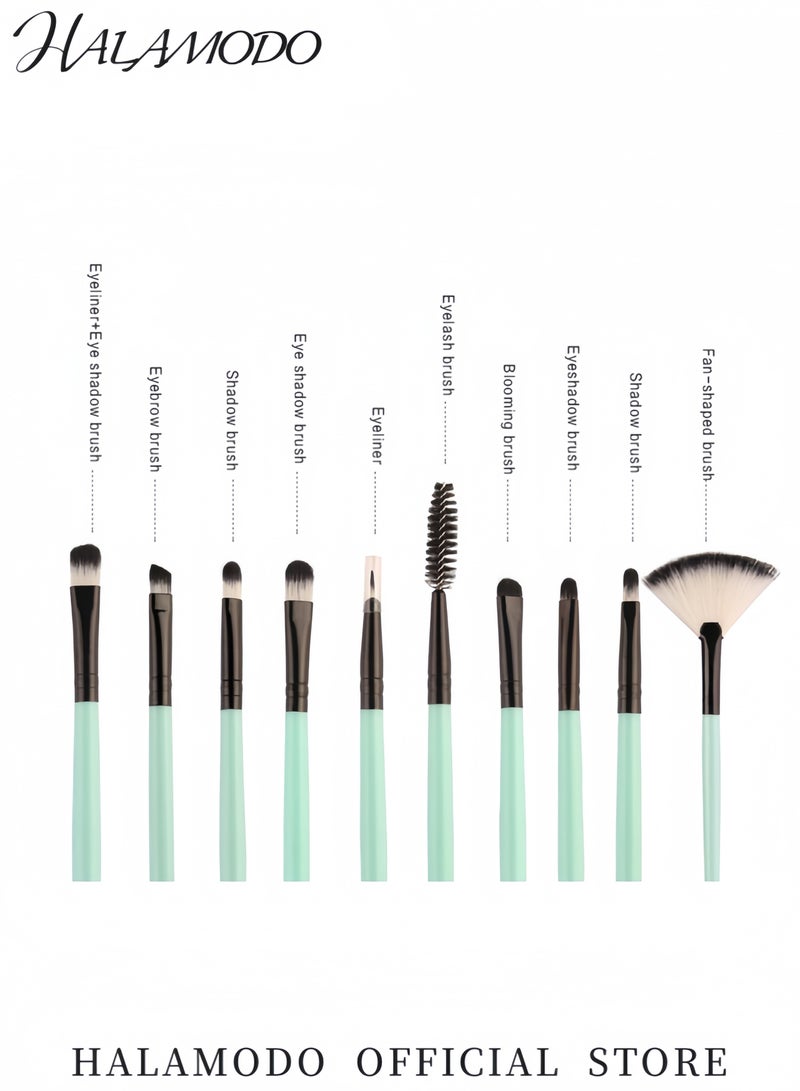 هالامودو طقم فرش مكياج 18 قطعة فرش مكياج من ألياف النايلون عالية التقنية فرش أساس وكونسيلر وظلال عيون - Image 5